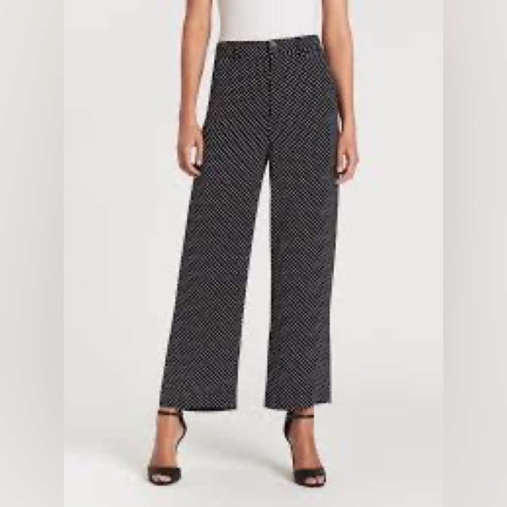 Rebecca Taylor navy and white polka dot wide leg trouser